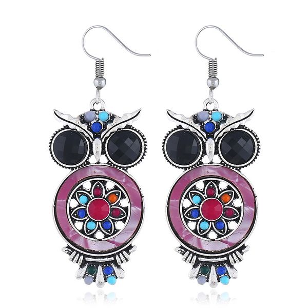 

fashion popular retro designer earrings creative multicolor owl earrings fashion female bohemian jewelry creative friend holiday gift, Silver