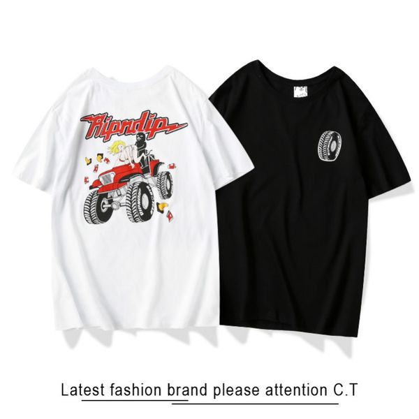 

20ss 1 / ripdip мужчины роскошных футболки итальянского дизайнер бренд футболка мода печать футболка платформа дикого кания поножи tshirts р, White;black