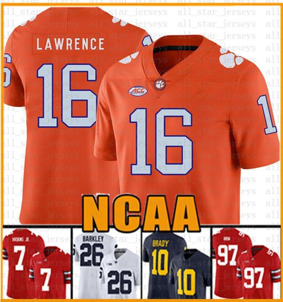 

ncaa clemson tigers 16 trevor lawrence 9 travis etienne jr. tom brady jersey 97 nick bosa 7 dwayne haskins jr jerseys 201-2020 new awecd, Black;red