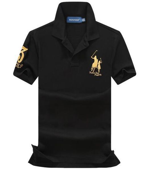 

new 100% cotton china brand small horse stand collar golf polos men's fashion summer short sleeved polo shirt casual men designer polos, White;black