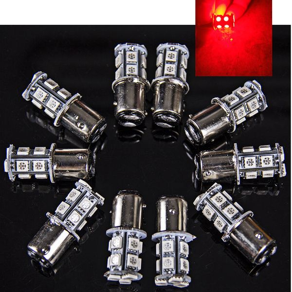 

10pcs red 13 smd led brake light bulb bay15d 1157 p21/5w 2057 7225 7528 for stail light dc 12v 24v