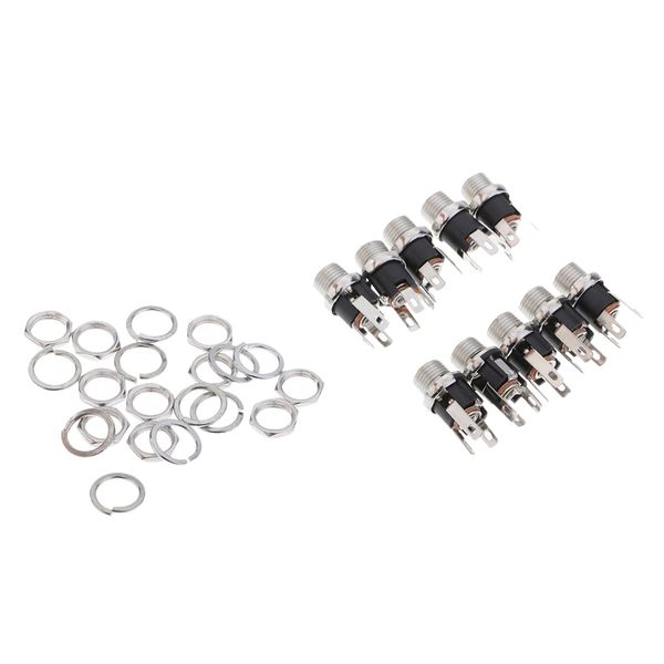 

10 pieces round 2.1mmx5.5mm panel chassis mount female dc connector jack plug