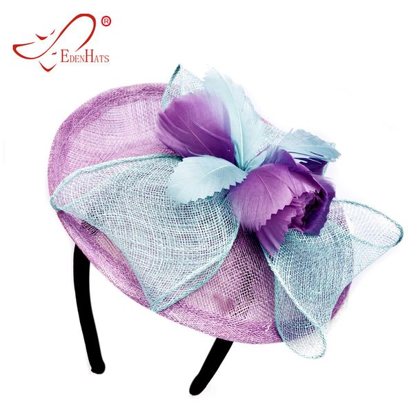 

2-tone sinamay fascinator with feather flower hair accessories headwear s10-3530