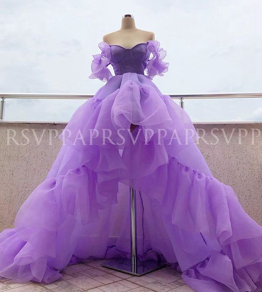 

long simple evening dress 2019 asymmetrical short front long back african purple organza women party formal gowns, White;black