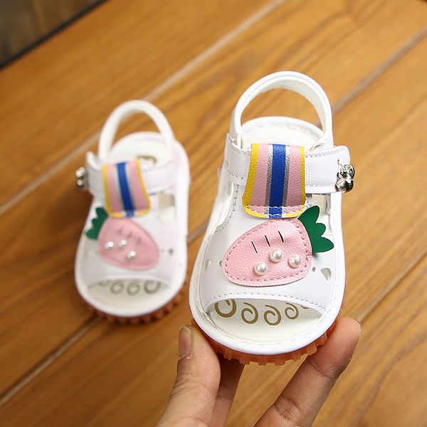 

cute carrot baby girls summer sandals soft sole infant toddler first walkers baby shoes, Black;red