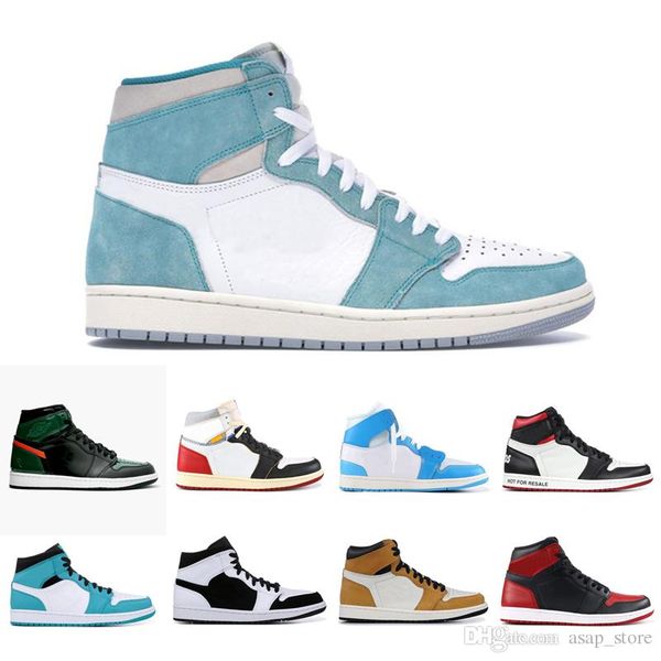 

2019 1 1s High Turbo Green Basketball Shoes Men Sail-White Not for Resale Varsity High SoleFly Spiderman Sport Sneaker