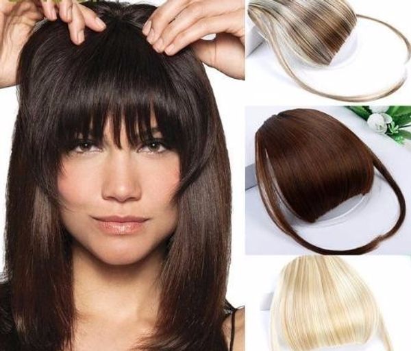 2019 Black Brown Blonde gefälschte Fransenclip in Pony Hair Extensions mit hoher Temperatur synthetischer Faser