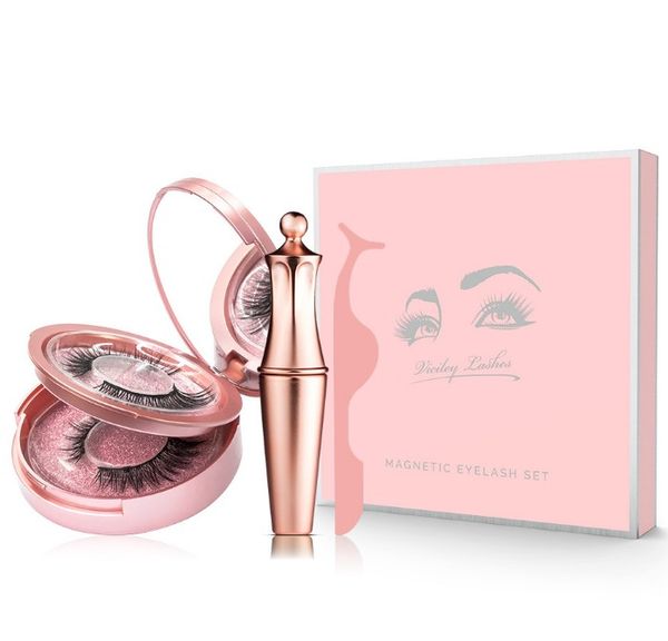 

2 pairs magnetic lashes +liquid eyeliner+tweeze 5 magnets lashes natural set false eyelashes set fake eyelash makeup set dhl