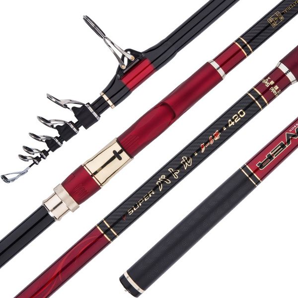 

5.3m 6.3m 7.2mtelescopic fishing rod super hard distance throwing pole long sections rock fishing canne with spinning reel sets