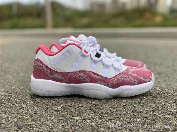 

new authentic 11 low wmns pink snakeskin basketball shoes men women 11s real carbon fiber athletic shoes with box ah7860-106