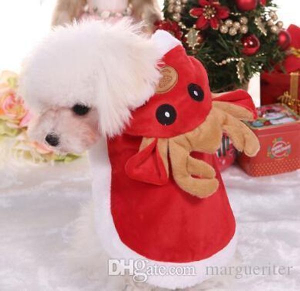 

christmas pet dog clothes christmas elk reindeer dog cloak autumn winter teddy puppy xmas coat costumes cotton padded clothing