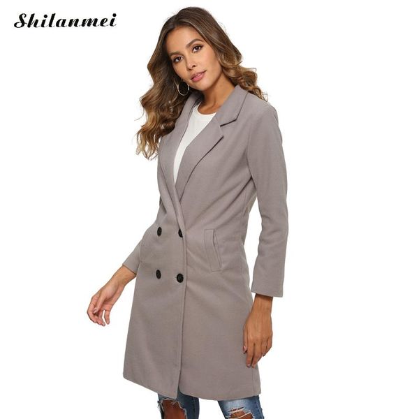 

woollen blends overcoats women plus size xxxl 2020 autumn winter long sleeve casual oversize outwear jackets coat women coat, Black