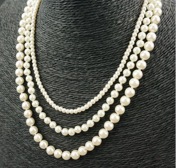 

мода top высокое качество имитация pearl короткие шеи ожерелье для женщин elegant партии ювелирных три слоя ожерелье, Silver