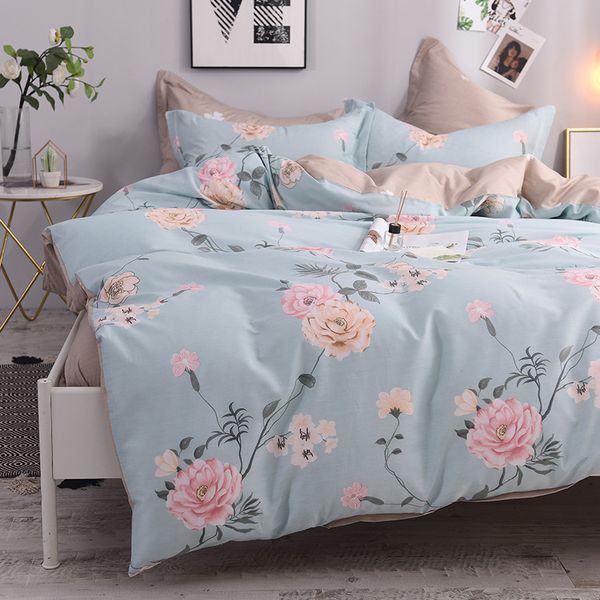 Queen Twin Size 100 Cotton Girls Kids Bedding Set Flowers Leaves
