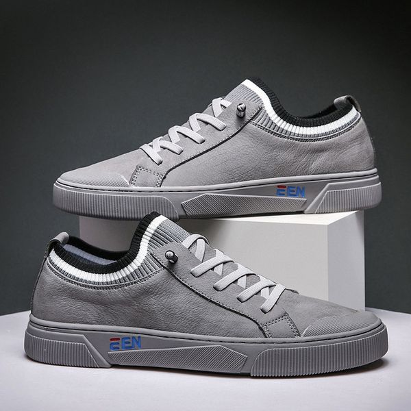 

autumn leisure time skate shoes trend joker leather shoes personality personality classic soft leather male, Black