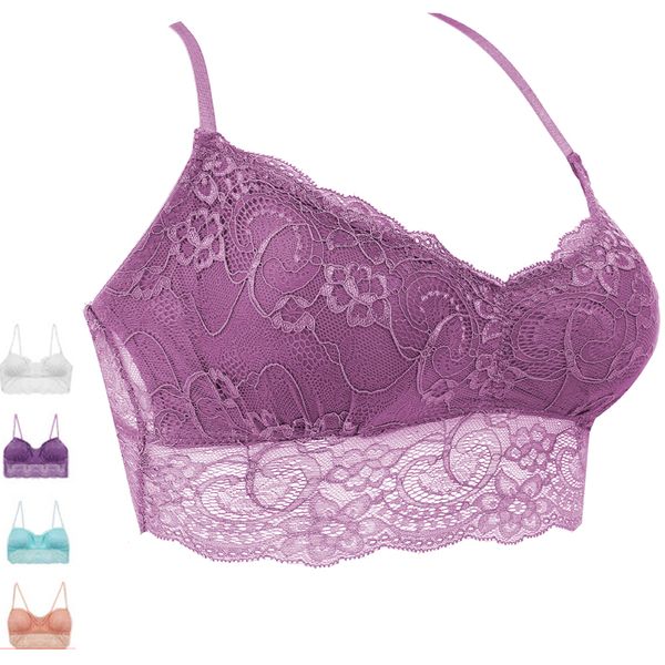 

plus size women's bra seamless adjustable lace full cup thin underwear bra d e bralette underwire brassiere female elegant, Red;black