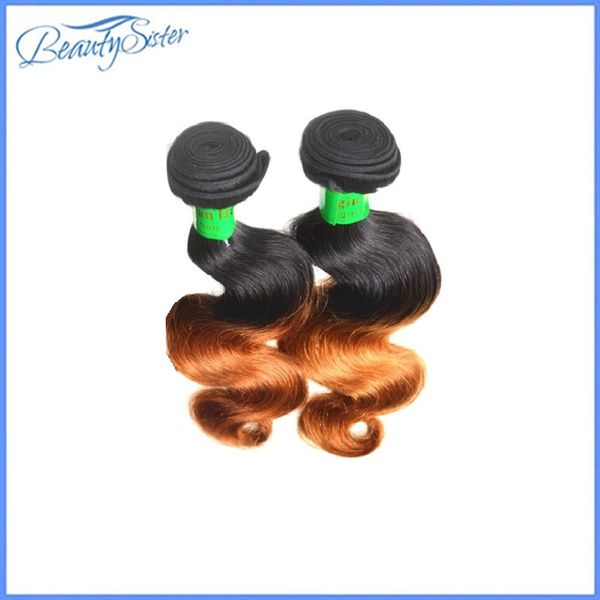 

9a indian human hair bundles body wave 2pcs 200g lot ombre color 1b/30 unprocessed indian virgin hair perruques de cheveux humains, Black
