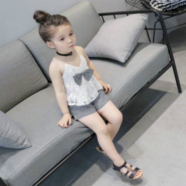 

children designer sets girls brand suits kids luxury + pants piece children fashion plaid print suits kids brand two piece sets, White