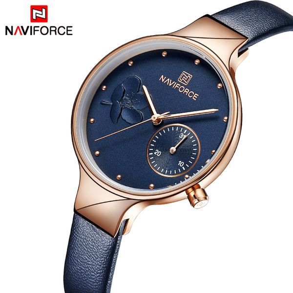 

women watches naviforce luxury brand fashion quartz ladies rhinestone watch dress wrist watch simple blue clock relogio feminino, Slivery;brown