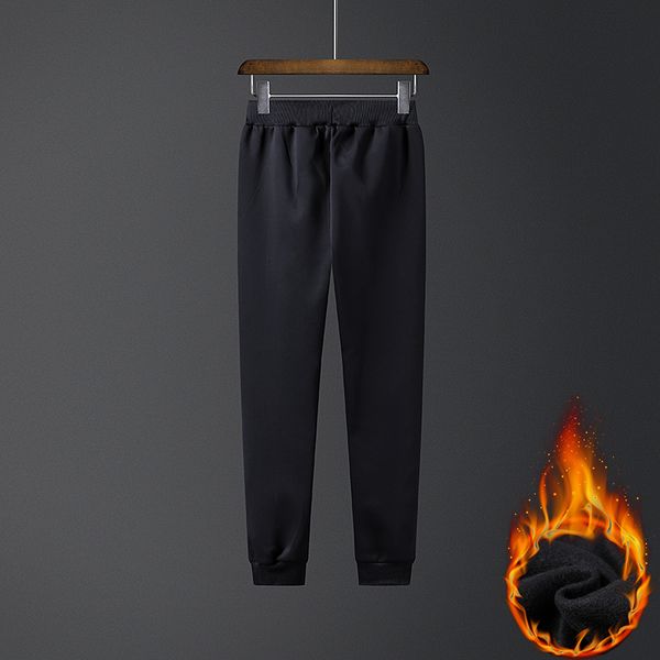 

thick fleece jogger mens pants cotton trousers male winter warm velvet sweatpants tracksuit joggers men autumn winter fashions, Black
