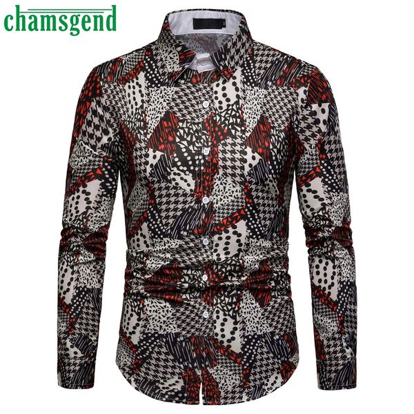 

chamsgend men's shirts 2019 spring new arrival british style casual fashion print long sleeve male business slim fit shirt 3xl #, White;black