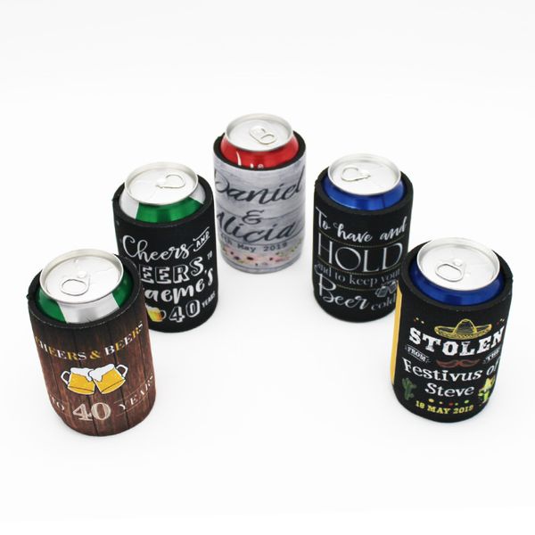

500 pieces printed logo 5mm thickness beer can cooler wedding gift customize promotional stubby holders neoprene beverage holder