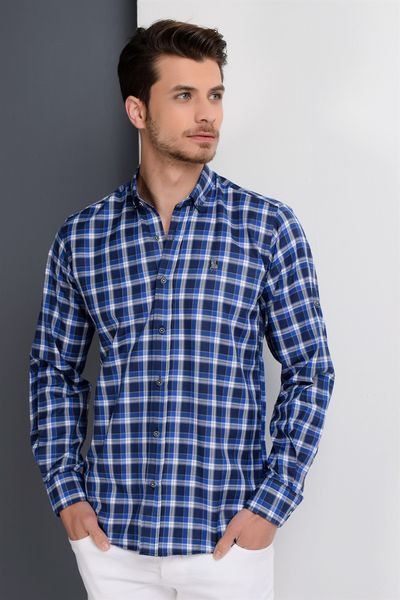 

g651 dewberry shirt -dark blue-sax, White;black