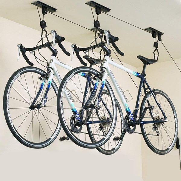 2019 Bicycle Lift Ceiling Mounted Hoist Storage Garage Bike Hanger Save Space Roof Ceiling Pulley Rack Wall Mounted 262652 From Outdoor Shoes666