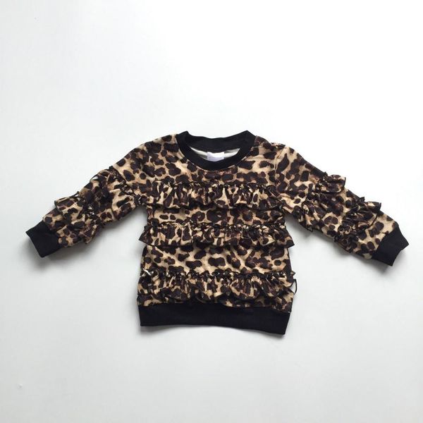 

fall/winter black leopard ruffles t-shirt ruffle long sleeves shirt icing raglans t-shirt milk silk cotton baby girl clothes, White