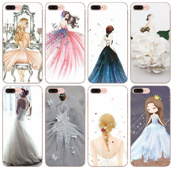 

[tongtrade] painted wedding dress girl case for iphone 11 pro max x xs xr 8 7 6s 5s plus samsung a70s a730 huawei mate 30 pro fashion case