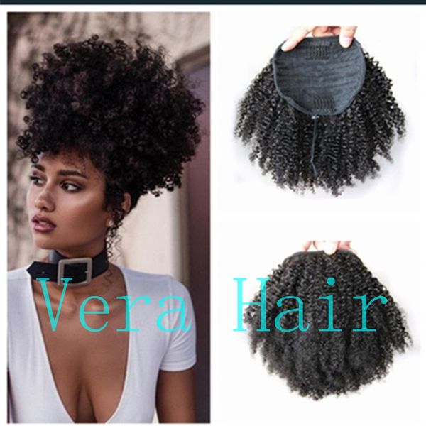 Drawstring Ponytails Extensions Mongolian Afro Kinky Curly Hair