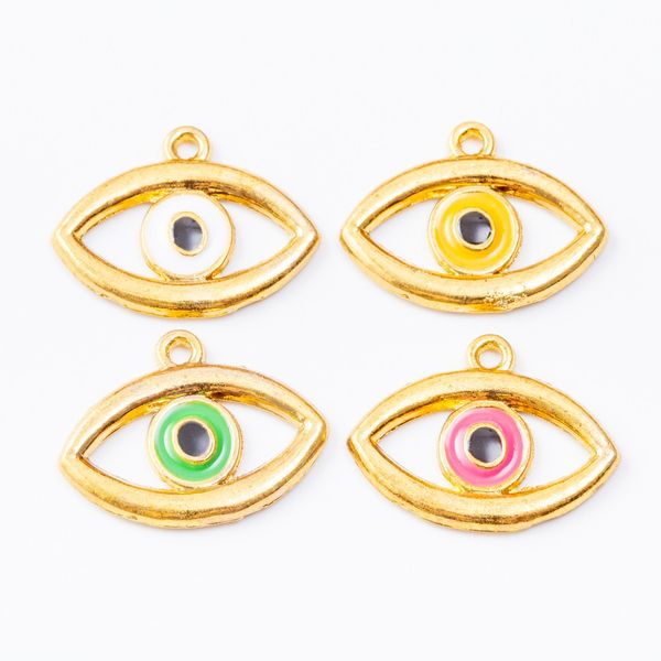 

20pcs 16*21mm gold tone enamel color turkey eye evil eye charms metal alloy pendants for bracelet necklace earring diy jewelry, Bronze;silver