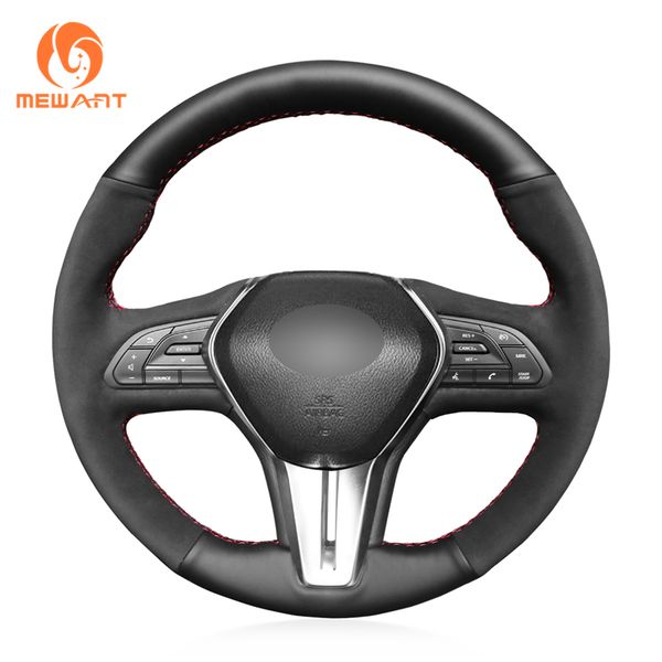 

mewant black synthetic suede car steering wheel cover for infiniti q50 2018-2019 q60 2016-2018 qx50 2018-2019