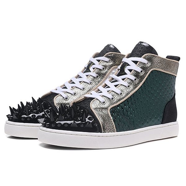 

designer shoes men women chaussures studded spike sneakers triple black white red leather suede flat bottoms casual shoe 36-47 vintage 1