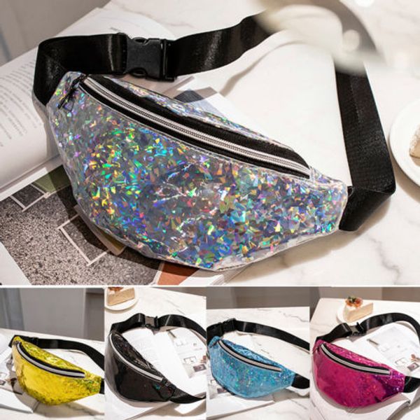 

women reversible sequin glitter waist fanny pack belt bum bag pouch hip purse messenger bag travel holiday wallet