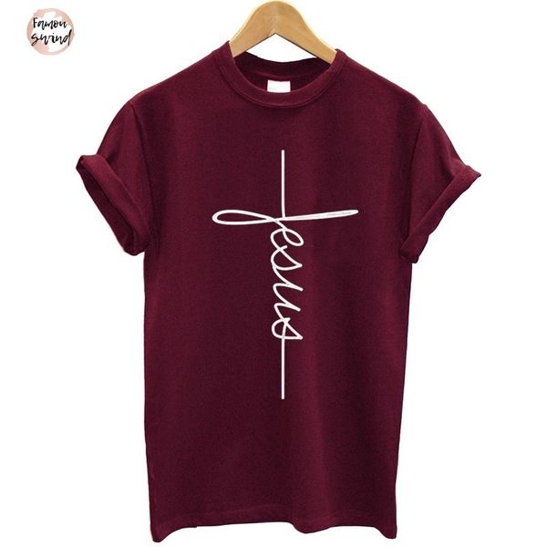 

новая мода рубашка прибытия женщин футболки лето с коротким рукавом иисус футболка christian printing tops женский тройник plus size, White