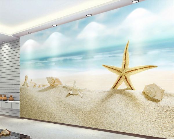 Beibehang Custom tapete blau meer strand seestern frische Mittelmeer TV hintergrund wand wohnzimmer schlafzimmer wandbild 3d tapete