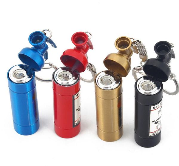 Mais novo do extintor do fogo do fogo usb isqueiro recarregável cigarro eletrônico fumar isqueiros com keychain várias cores venda