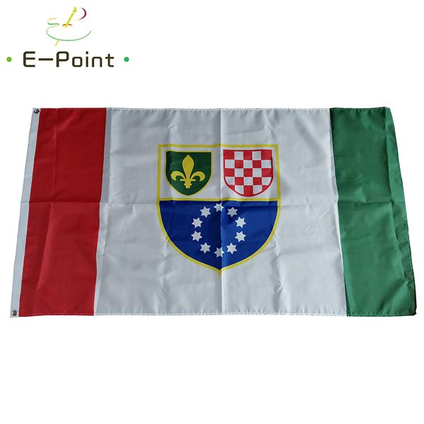 Geschichtsflagge der Föderation Bosnien und Herzegowina 1996–2007, 3 x 5 Fuß (90 x 150 cm), Polyester-Flagge, Bannerdekoration