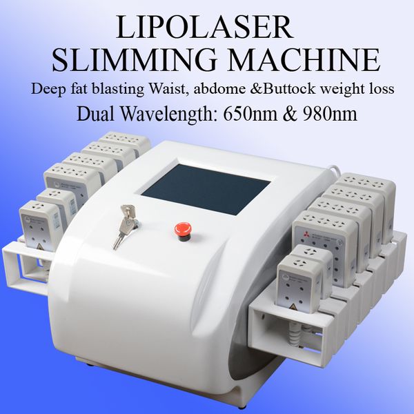 

lipo laser dual wavelength 650nm 980nm lipo laser slimming machine weight loss machine fat burning instrument, Black