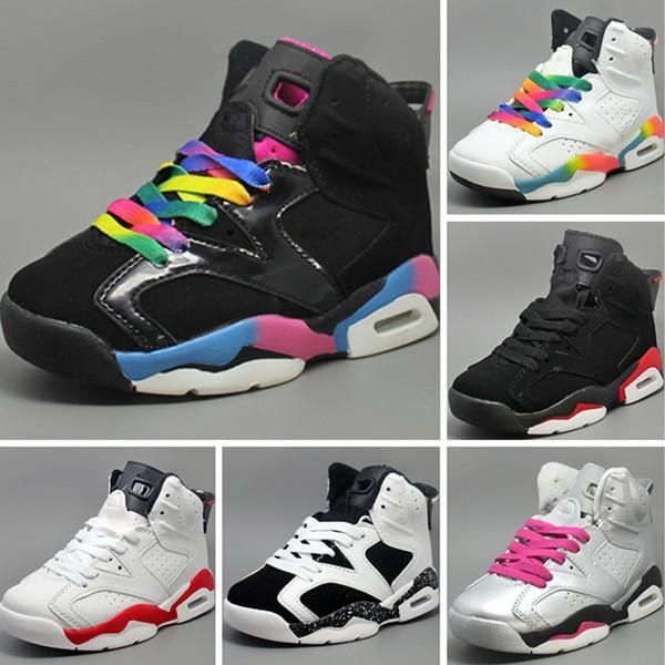 

6 gold oreo black red 6s boys and girls kids basketball shoes new 6 black red 6s children outdoor casual sports sneakers