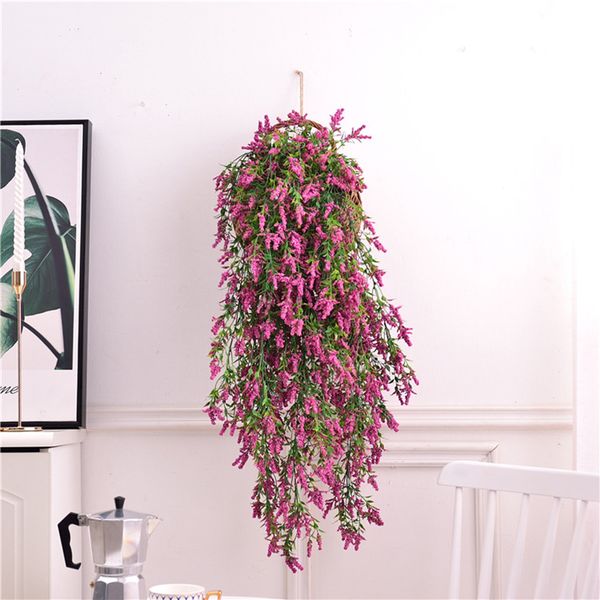 

balcony wall hanging fake plant leaves lavender flowers home wedding decor sale