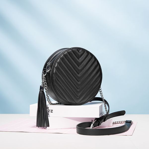 

реальнее женщины сумки маленькие круглых сумки смешные женские сумки посыльного crossbody для женщин 2019 pu кожи ретро цепи черных