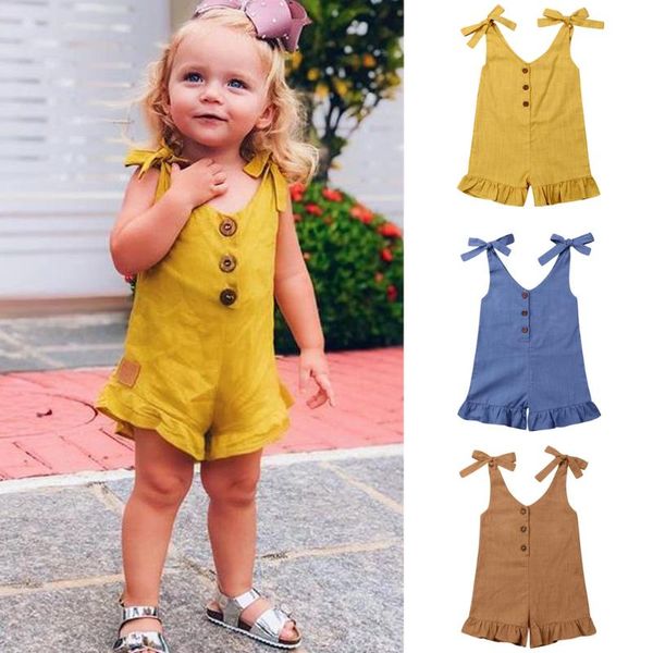 

summer toddler baby girl 1t-6t clothes ruffle bib romper jumpsuit overalls outfits, Blue