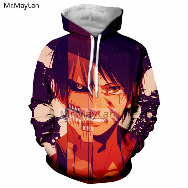 

anime attack on titan horror 3d print jacket women/men harajuku pullover streetwear hoodie boys sweatshirts man tracksuits 5xl, Black