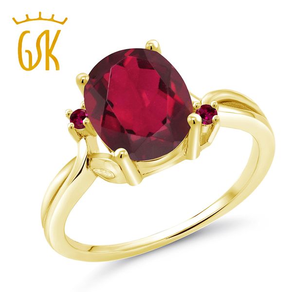 

2.73 ct oval red mystic quartz red created ruby 14k yellow gold ring (available 5,6,7,8,9, Golden;silver