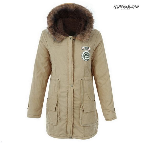 

women 2019 fashion parkas winter jackets coats faux fur hooded collar casual long parkas cotton full laidies wadded overcoat, Black