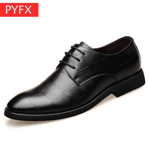 

italian hand-stitched business men derby shoes summer 2019 cowhide comfortable banquet wedding men's brown lace-up dress shoes, Black