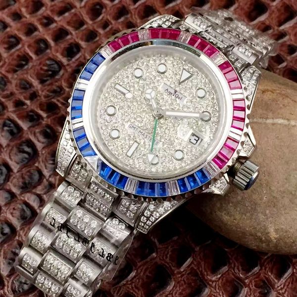 

Luxe nieuwe men zilver rood blauw bezel diamond et image to in tall and ee full automatic mechanical rv affiergla gmt horloge