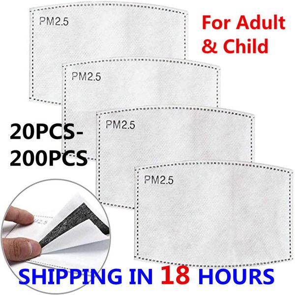 

filter paper pm2.5 20-200pcs 5 layers anti haze mouth mask anti dust mask activated carbon filter paper child health care